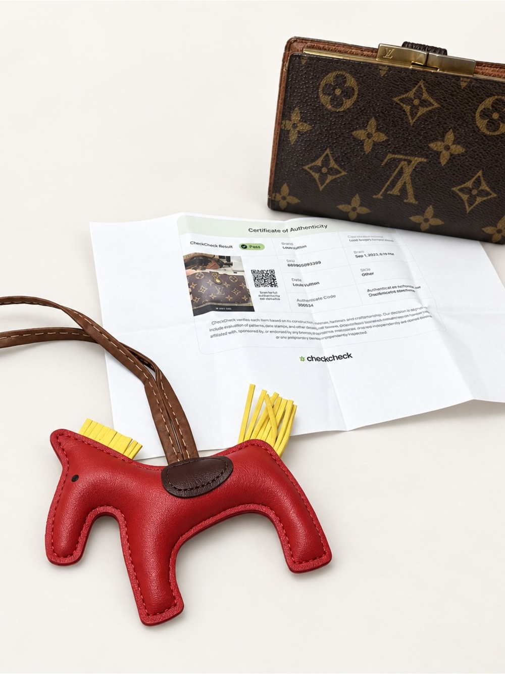 Authentic Vintage Louis Vuitton Monogram French Wallet – COA + FREE Horse Charm
